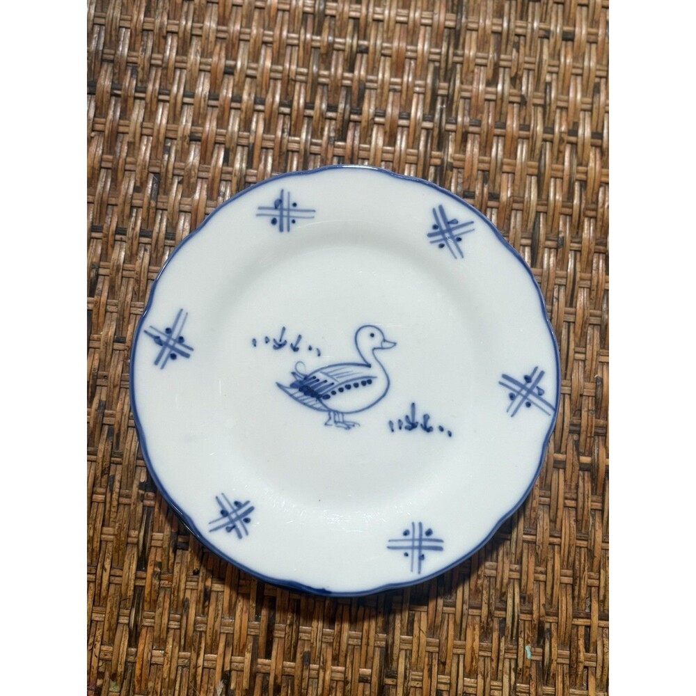 Cordon Bleu Porcelain 7” Duck Plate Set Of 2 White And Blue Duck / Goose